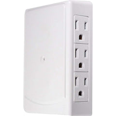 GoGreen Power - Electrical Outlet Adapters; Adapter Type: Wall Tap ; Amperage: 15 ; Voltage: 125 ; Number of Outlets: 6 ; Adapter Color: White ; Adapter Overall Length (Decimal Inch): 4-1/2 - Exact Tool & Supply