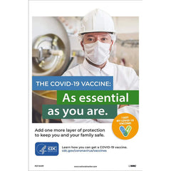 NMC - Training & Safety Awareness Posters; Subject: General Safety & Accident Prevention ; Training Program Title: COVID-19 Vaccination Awareness ; Message: THE COVID-19 VACCINE: AS ESSENTIAL AS YOU ARE. ; Series: Safety & Health ; Language: English ; Ba - Exact Tool & Supply