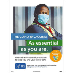 NMC - Training & Safety Awareness Posters; Subject: General Safety & Accident Prevention ; Training Program Title: Protect from COVID-19; COVID-19 Vaccination Awareness ; Message: THE COVID-19 VACCINE: AS ESSENTIAL AS YOU ARE. ADD ONE MORE LAYER OF PROTE - Exact Tool & Supply