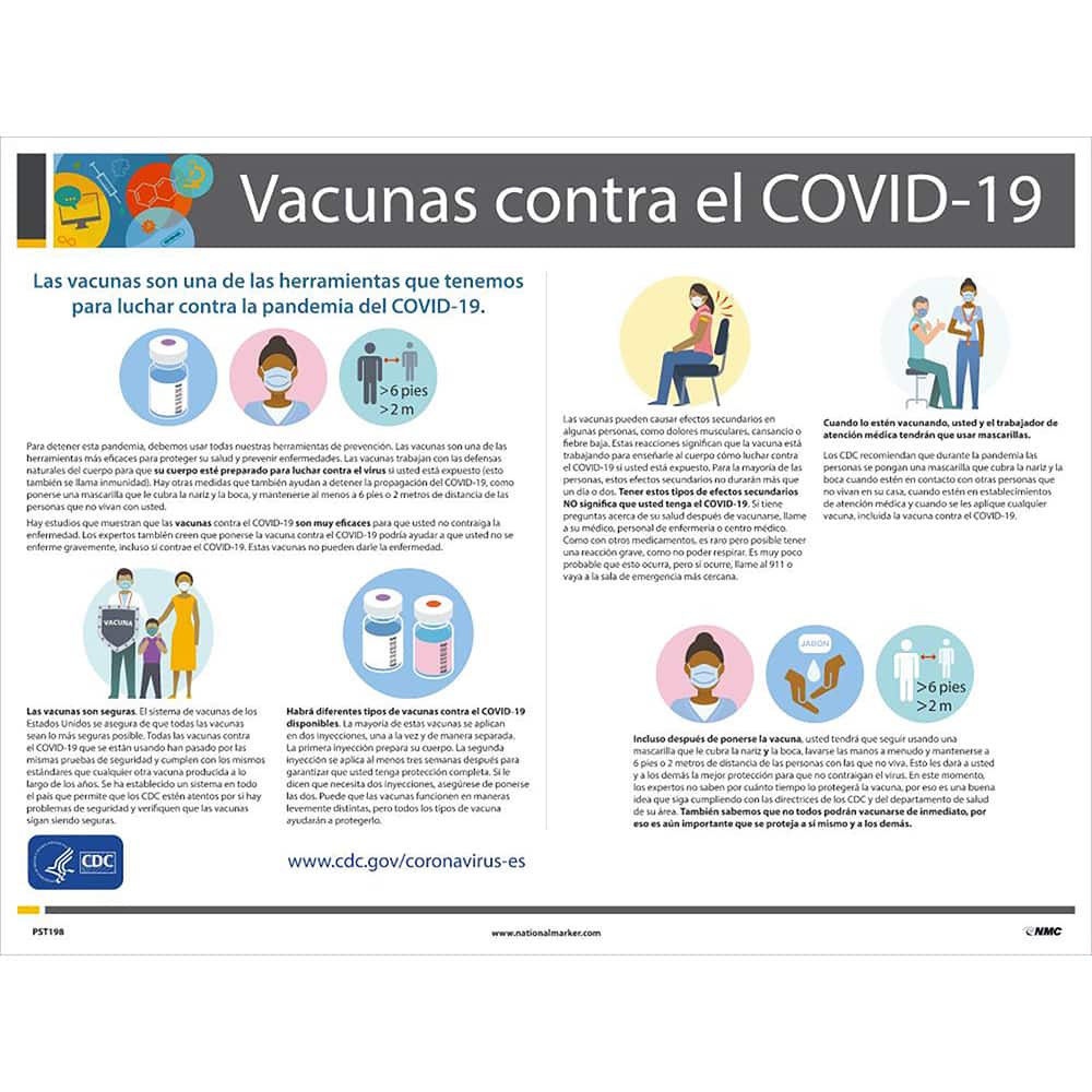 NMC - Training & Safety Awareness Posters; Subject: General Safety & Accident Prevention ; Training Program Title: Protect from COVID-19; COVID-19 Vaccination Awareness ; Message: VACUNAS CONTRA EL COVID-19. LAS VACUNAS SON UNA DE LAS HERRAMIENTAS QUE TE - Exact Tool & Supply