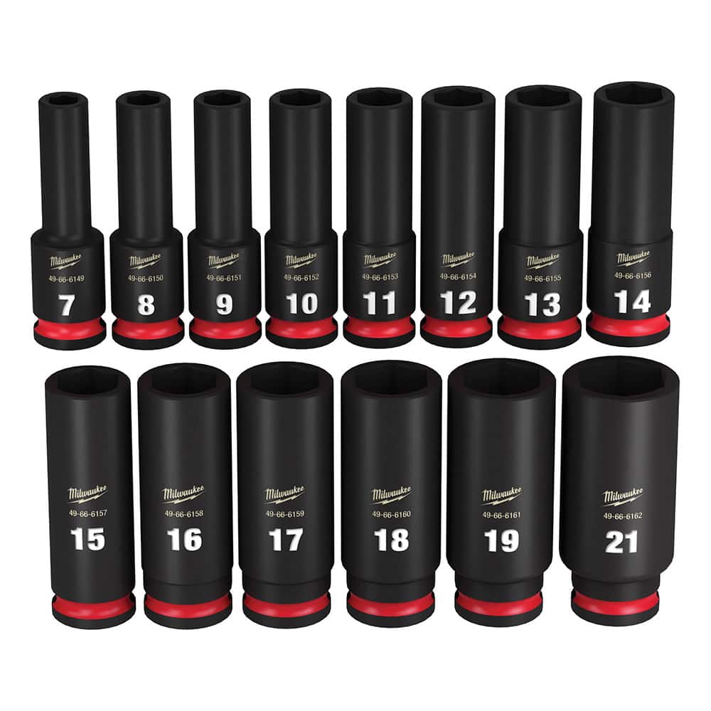 Milwaukee Tool - 14 Pc 3/8" Drive Deep Socket Set - Exact Tool & Supply