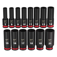 Milwaukee Tool - 14 Pc 3/8" Drive Deep Socket Set - Exact Tool & Supply