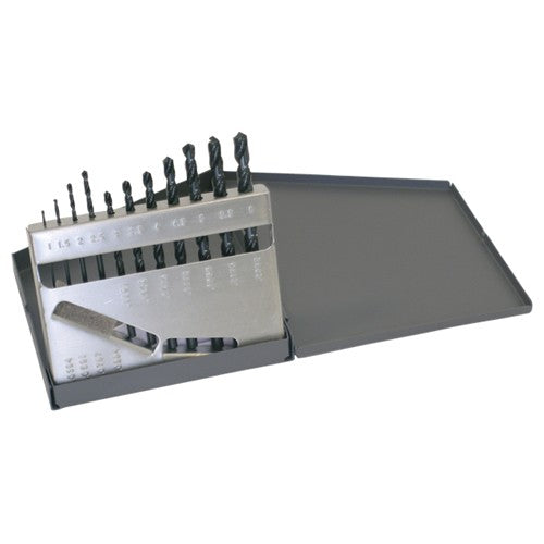 ‎1mm-6mm RHS / RHC HSS 118 Degree Radial Point General Purpose Jobber Lengh Drill Set - Steam Oxide - Exact Tool & Supply