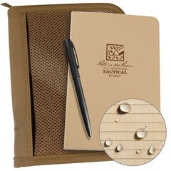 Rite in the Rain - Note Pads, Writing Pads & Notebooks; Writing Pads & Notebook Type: Tactical Notebook ; Size: 5" x 7" ; Number of Sheets: 80 ; Color: Coyote ; Includes: Pen, Tactical Field Book, Book Cover - Exact Tool & Supply