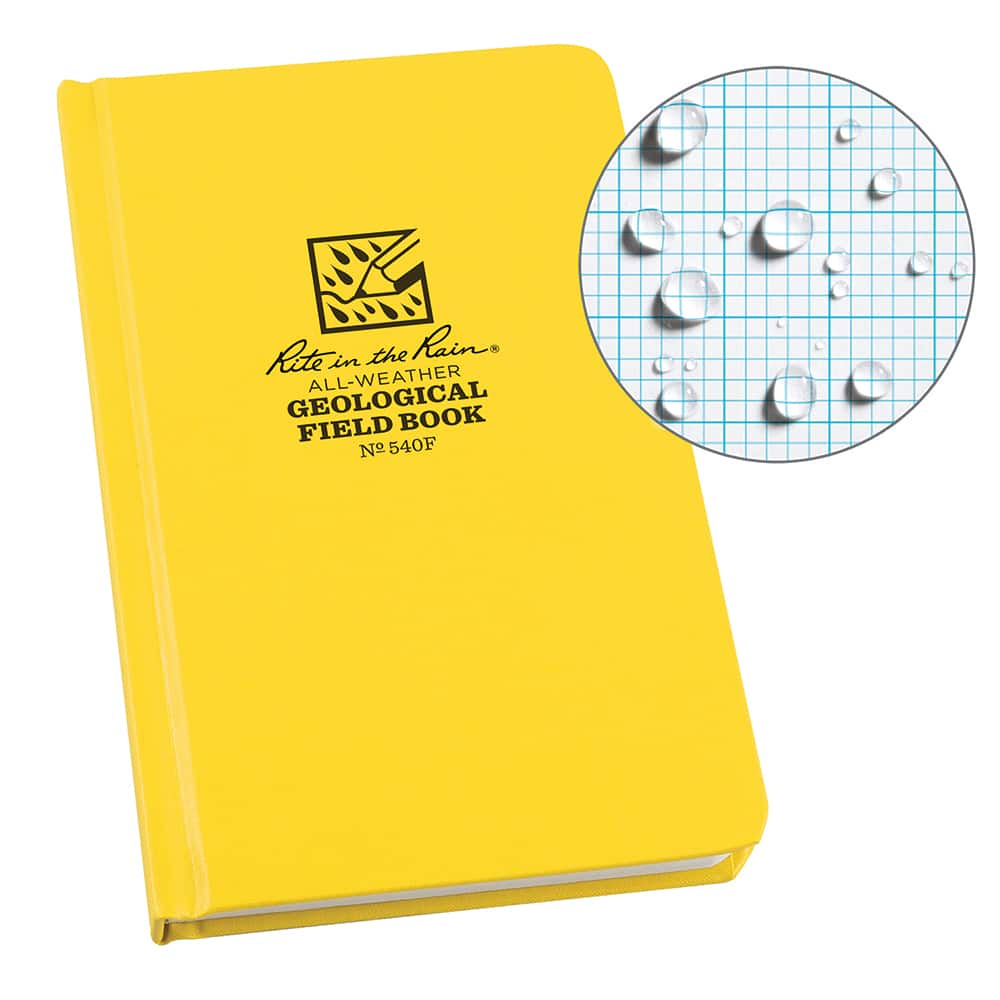 Rite in the Rain - Note Pads, Writing Pads & Notebooks; Writing Pads & Notebook Type: Notebook ; Size: 4-3/4 x 7-1/2 ; Number of Sheets: 80 ; Color: Yellow ; Additional Information: Weatherproof - Exact Tool & Supply
