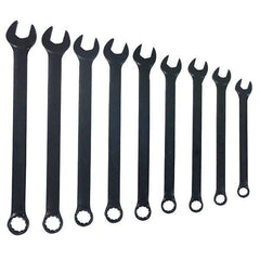 Blackhawk by Proto - 9 Piece, 1/4" to 3/4", 12 Point Combination Wrench - Inch Measurement Standard, Black Finish, Comes in Vinyl Roll - Exact Tool & Supply