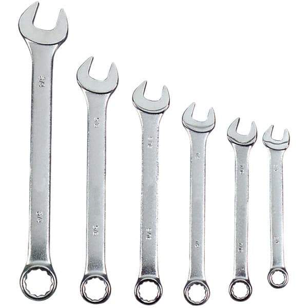 Blackhawk by Proto - 6 Piece, 3/8" to 3/4", 12 Point Combination Wrench - Inch Measurement Standard, Satin Finish, Comes in Vinyl Roll - Exact Tool & Supply
