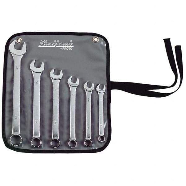 Blackhawk by Proto - 8 Piece, 1/4" to 3/4", 12 Point Combination Wrench - Inch Measurement Standard, Satin Finish, Comes in Plastic Case - Exact Tool & Supply