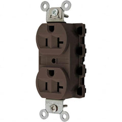 Hubbell Wiring Device-Kellems - 125V 20A NEMA 5-20R Specification Grade Brown Straight Blade Duplex Receptacle - Exact Tool & Supply