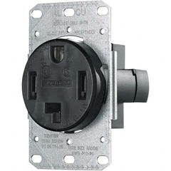Hubbell Wiring Device-Kellems - 125/250 VAC 30A NEMA 14-30R Residential Grade Black Straight Blade Single Receptacle - Exact Tool & Supply