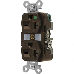 Hubbell Wiring Device-Kellems - 250 VAC 20A NEMA 6-20R Hospital Grade Brown Straight Blade Duplex Receptacle - Exact Tool & Supply