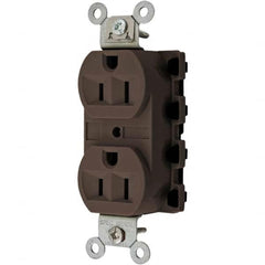 Hubbell Wiring Device-Kellems - 125V 15A NEMA 5-15R Specification Grade Brown Straight Blade Duplex Receptacle - Exact Tool & Supply