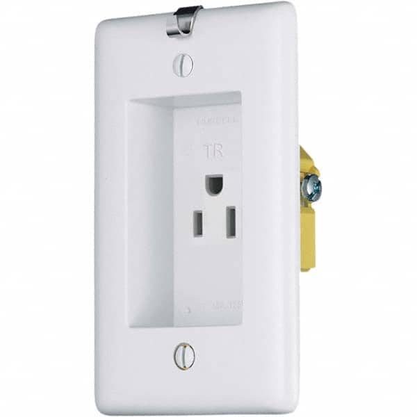 Hubbell Wiring Device-Kellems - 125V 15A NEMA 5-15R Residential Grade White Straight Blade Single Receptacle - Exact Tool & Supply
