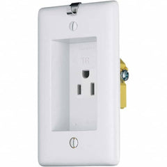 Hubbell Wiring Device-Kellems - 125V 15A NEMA 5-15R Residential Grade White Straight Blade Single Receptacle - Exact Tool & Supply
