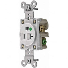 Hubbell Wiring Device-Kellems - 125V 20A NEMA 5-20R Hospital Grade White Straight Blade Single Receptacle - Exact Tool & Supply
