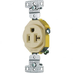 Hubbell Wiring Device-Kellems - 125V 20A NEMA 5-20R Residential Grade Ivory Straight Blade Single Receptacle - Exact Tool & Supply
