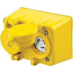 Hubbell Wiring Device-Kellems - 277 VAC 15A NEMA 7-15R Industrial Grade Yellow Straight Blade Duplex Receptacle - Exact Tool & Supply
