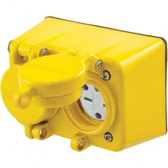 Hubbell Wiring Device-Kellems - 250 VAC 15A NEMA 6-15R Industrial Grade Yellow Straight Blade Duplex Receptacle - Exact Tool & Supply