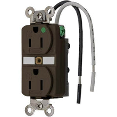 Hubbell Wiring Device-Kellems - 125V 15A NEMA 5-15R Hospital Grade Brown Straight Blade Duplex Receptacle - Exact Tool & Supply