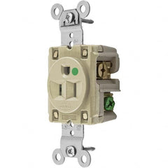 Hubbell Wiring Device-Kellems - 125V 15A NEMA 5-15R Hospital Grade Ivory Straight Blade Single Receptacle - Exact Tool & Supply