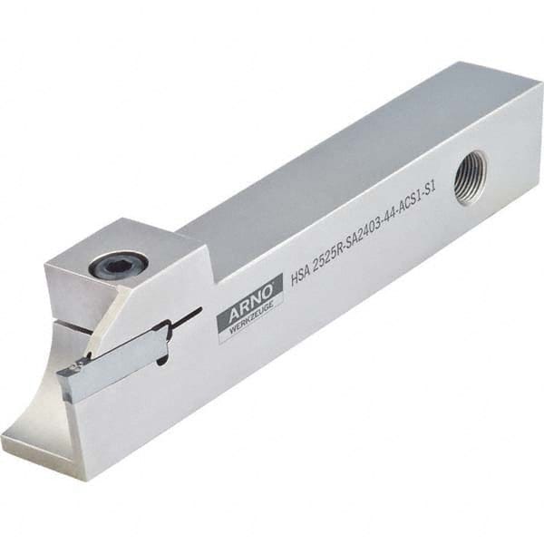 Arno - 0.63" Max Depth, 0.118 to 1.26" Width, External Left Hand Indexable Grooving/Cutoff Toolholder - Exact Tool & Supply