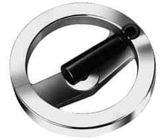 Value Collection - 7.87", 2 Spoke Handwheel with Rectractable Handle - 1.65" Hub, Aluminum, Polished Finish - Exact Tool & Supply