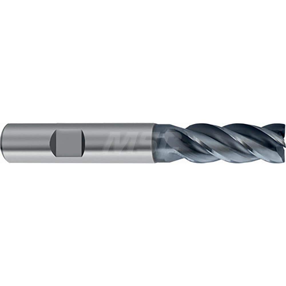 Square End Mill: 28mm LOC, 12mm Shank Dia, 83mm OAL, 4 Flutes, Solid Carbide Single End, AlCrN Finish, Helical Flute, Variable Helix, Centercutting, RH Cut, RH Flute, Series 6479