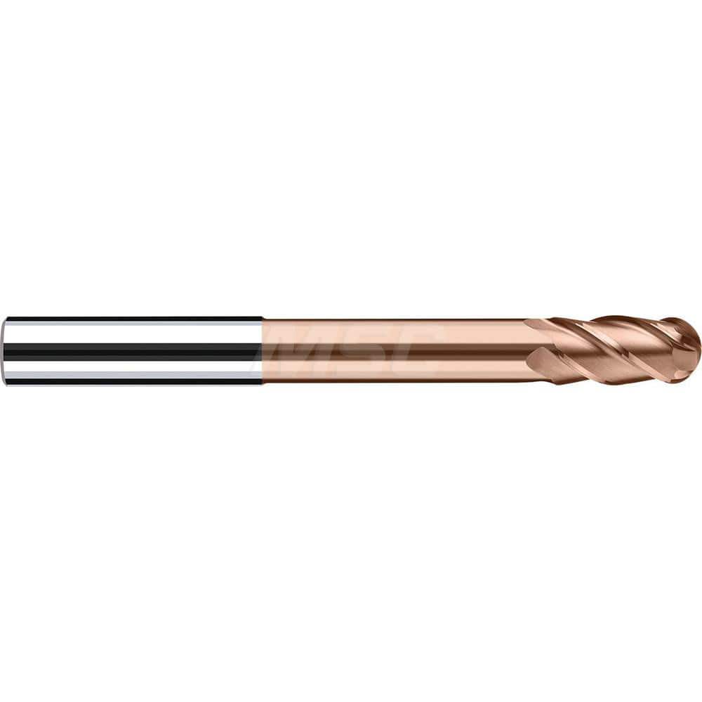 Ball End Mill: 2.5984″ Dia, 0.0787″ LOC, 4 Flute, Solid Carbide 66 mm OAL, 6 mm Shank Dia, 40 ° Helix, Duro-Si Coated, Single End, Series Sphero-X