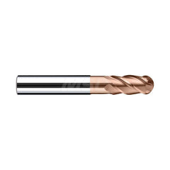 Ball End Mill: 2.2441″ Dia, 0.4724″ LOC, 4 Flute, Solid Carbide 57 mm OAL, 6 mm Shank Dia, 40 ° Helix, Duro-Si Coated, Single End, Series Sphero-X