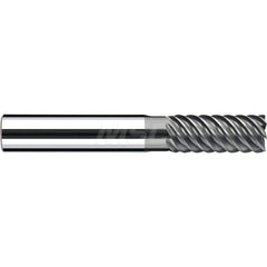 Square End Mill: 1/8'' Dia, 5/16'' LOC, 1/8'' Shank Dia, 2-1/4'' OAL, 4 Flutes, Solid Carbide Single End, Polychrom Finish, Spiral Flute, 55 ™ Variable Helix, RH Cut, RH Flute, Series E-Cut