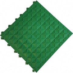 Ergo Advantage - 18" Long x 18" Wide x 1" Thick, Anti-Fatigue Modular Matting Anti-Fatigue Flooring - 2 Interlocking Sides, Green, For Dry Areas - Exact Tool & Supply