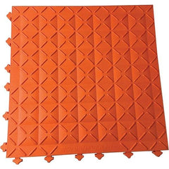 Ergo Advantage - 18" Long x 18" Wide x 1" Thick, Anti-Fatigue Modular Matting Anti-Fatigue Flooring - 2 Interlocking Sides, Orange, For Dry Areas - Exact Tool & Supply