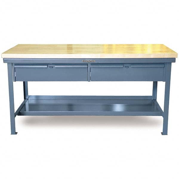 Strong Hold - Stationary Work Benches, Tables Type: Work Table with Drawer Top Material: 7 Gauge Steel - Exact Tool & Supply