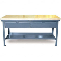 Strong Hold - Stationary Work Benches, Tables Type: Work Table with Drawer Top Material: 7 Gauge Steel - Exact Tool & Supply