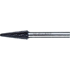 PFERD - SL-3, 3/8" Cut Diam, 1/4" Shank Diam, Carbide Double Cut Taper with Radius End Burr - Exact Tool & Supply
