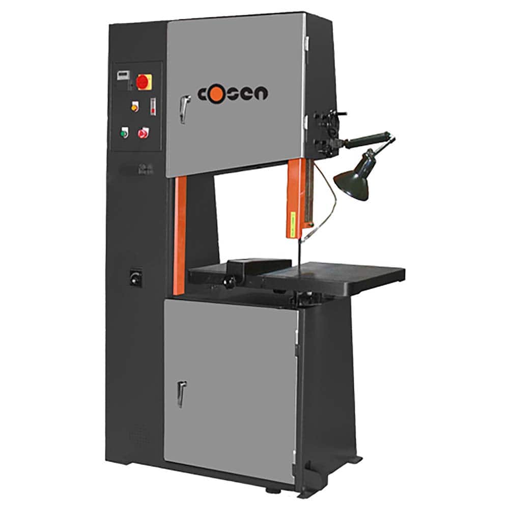 Cosen - Vertical Bandsaws; Drive Type: Variable Frequency ; Throat Capacity (Decimal Inch): 23.5000 ; Height Capacity (Inch): 12 ; Phase: 3 ; Blade Width (Inch): 1/8 to 1 ; Blade Speeds (SFPM): 97 - Exact Tool & Supply