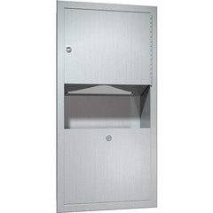 ASI-American Specialties, Inc. - Manual, Stainless Steel Paper Towel Dispenser with Receptacle - 350 C-Fold or 475 Multi-Fold, Silver - Exact Tool & Supply