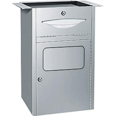 ASI-American Specialties, Inc. - Manual, Stainless Steel Paper Towel Dispenser with Receptacle - 300 C-Fold or 475 Multi-Fold, Silver - Exact Tool & Supply