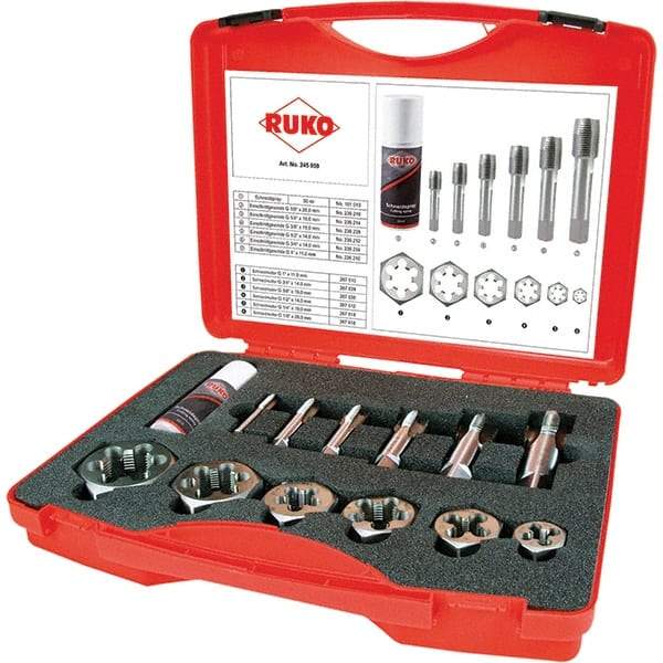 Rothenberger - Tap & Die Sets Minimum Tap Thread Size (Inch): 1/8 Maximum Tap Thread Size (Inch): 1 - Exact Tool & Supply