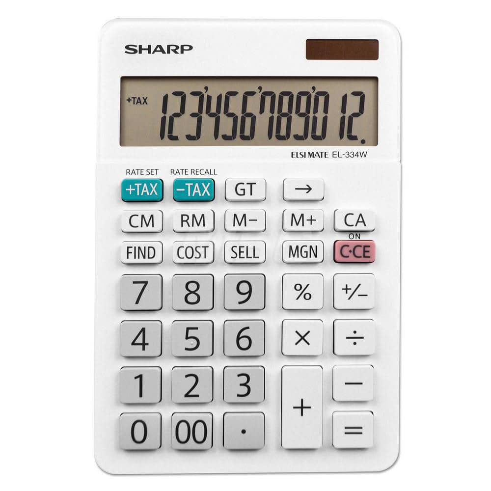Victor - Calculators; Type: Desktop Calculator ; Type of Power: Solar/Battery ; Display Type: 12-Digit LCD ; Color: White ; Display Size: 18mm ; Width (Decimal Inch): 4.3800 - Exact Tool & Supply