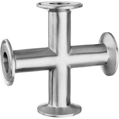 Value Collection - Sanitary Stainless Steel Pipe Fittings Type: Cross Style: Quick-Clamp - Exact Tool & Supply