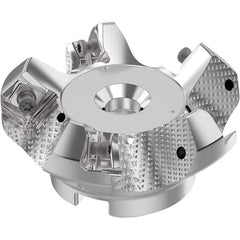 Seco - 63mm Cut Diam, 22mm Arbor Hole, 6mm Max Depth of Cut, 48° Indexable Chamfer & Angle Face Mill - 5 Inserts, SN.. Insert, Right Hand Cut, 5 Flutes, Through Coolant, Series R220.54 - Exact Tool & Supply