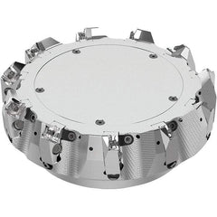 Seco - 8" Cut Diam, 2-1/2" Arbor Hole, 0.236" Max Depth of Cut, 48° Indexable Chamfer & Angle Face Mill - 11 Inserts, SN.. Insert, Right Hand Cut, 11 Flutes, Through Coolant, Series R220.54 - Exact Tool & Supply