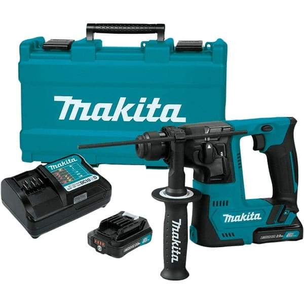 Makita - 12 Volt 9/16" Keyless Chuck Cordless Hammer Drill - 0 to 4,900 BPM, 0 to 850 RPM, Reversible - Exact Tool & Supply