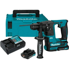 Makita - 12 Volt 5/8" Keyless Chuck Cordless Rotary Hammer - 0 to 4,800 BPM, 0 to 680 RPM, Reversible - Exact Tool & Supply
