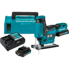 Makita - 12 Volt, 3,000 SPM, 7/8" Stroke Length, Lithium-Ion Cordless Jigsaw - 90° Cutting Angle, Series 12V MAX Battery Included - Exact Tool & Supply