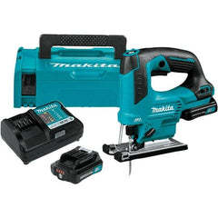Makita - 12 Volt, 3,000 SPM, 7/8" Stroke Length, Lithium-Ion Cordless Jigsaw - 90° Cutting Angle, Series 12V MAX Battery Included - Exact Tool & Supply