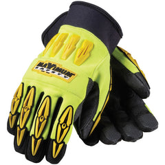 ‎120-4000/L All Purp Work Gloves - Mad Max - HV Yellow - Black Reinforced Synthetic Leather Palm - Exact Tool & Supply