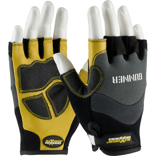 ‎120-4300/L Gloves /Liners - Gunner - Goatskin Reinforced Palm - Spandex Back - Half-Finger - Exact Tool & Supply