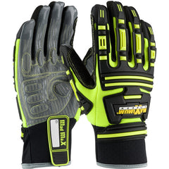 ‎120-5250/XXL Oil /Gas Gloves - Roustabout KV - Hi-Vis Yellow - Dorsal Protect. - Kevlar Lnd - Silicone Grip - Exact Tool & Supply